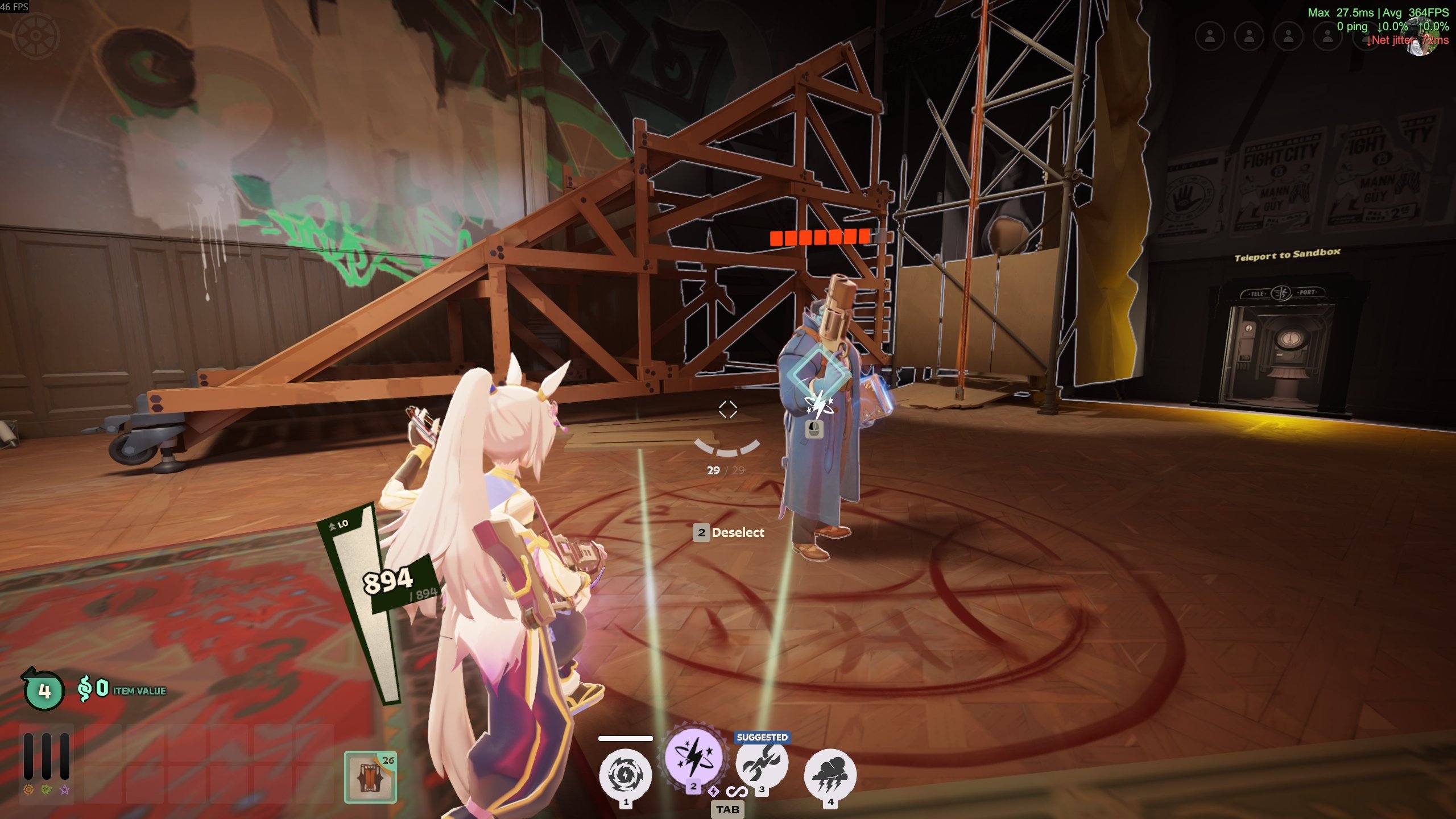 Deadlock's unit target indicator on Abrams: a diamond outline, the Static Charge icon and a left mouse button prompt