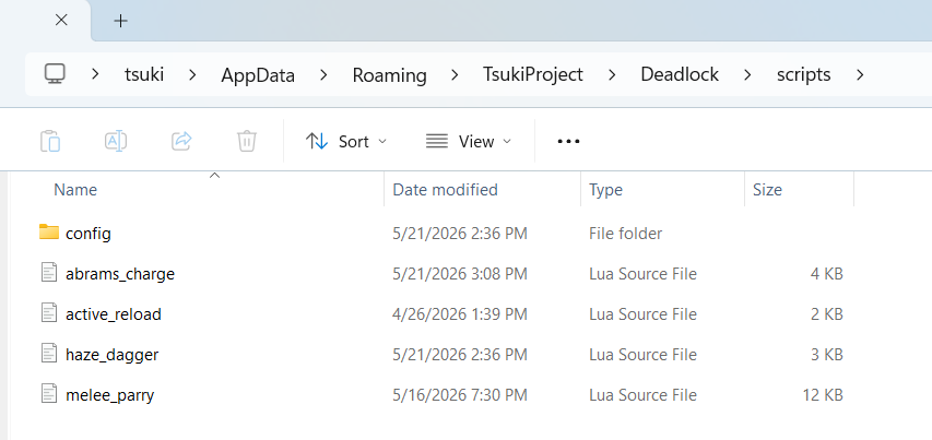 The scripts folder in File Explorer